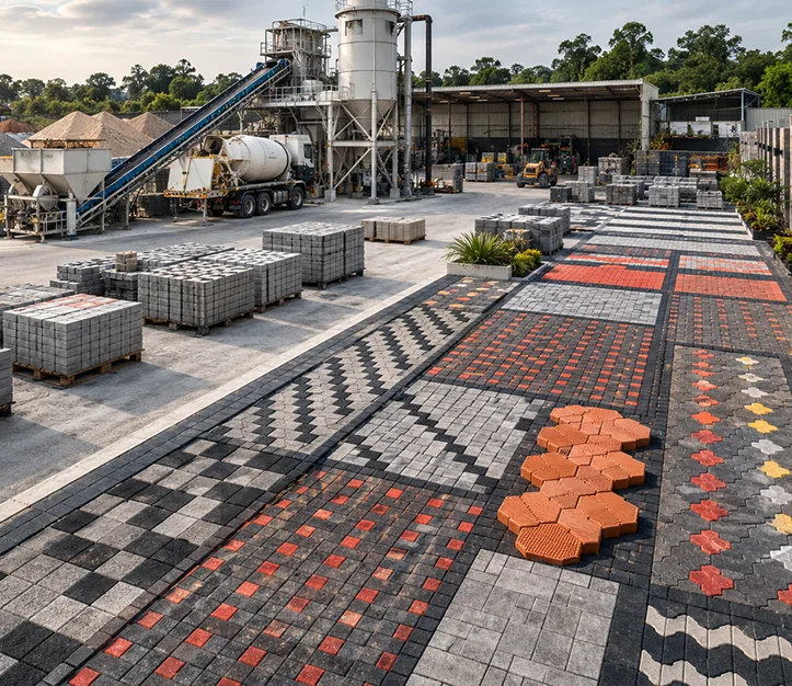 Concrete paver manufacturing and storage area